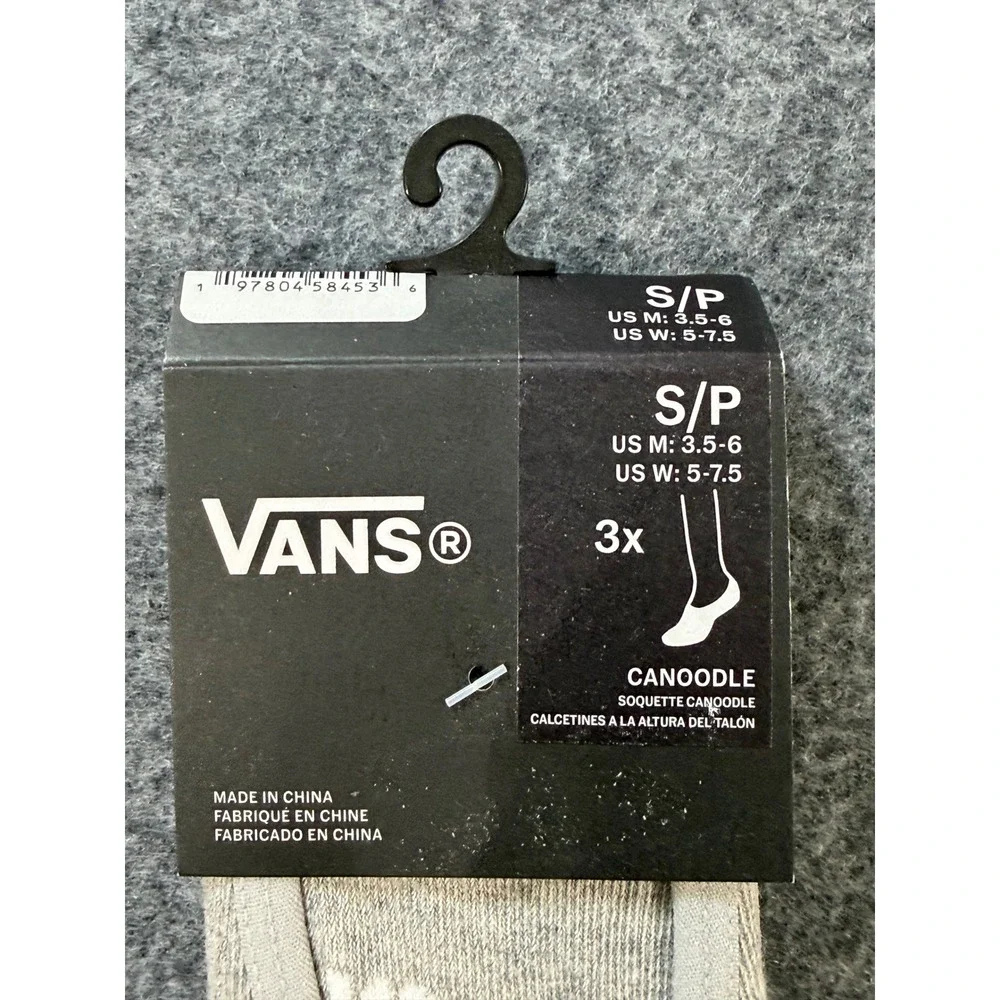 Vans Off The Wall Canoodle Socks Womens S/P Grey NWT Checkerboard No Show 3-Pack
